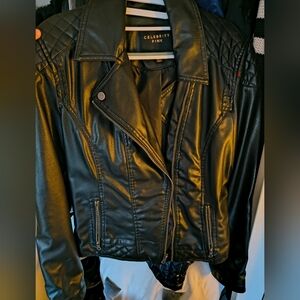 Celebrity Pink Quilted Black Leather Jacket